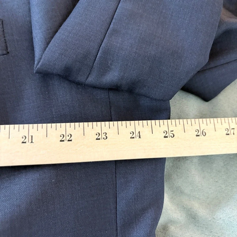 Hart Schaffner Marx Men Navy Blue Wool Blazer Jacket USA Office Classic 50 chest